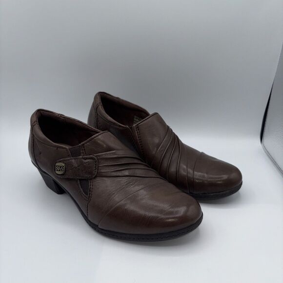 Earth Origins Madison Ankle Shoes Booties Size 8.5 M Brown 2" Heel Zip Up Preown - Picture 1 of 12